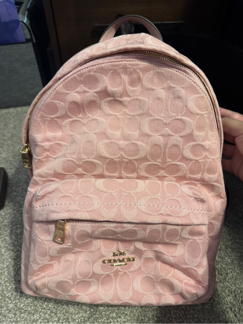 Pink Coach Denim Backpack